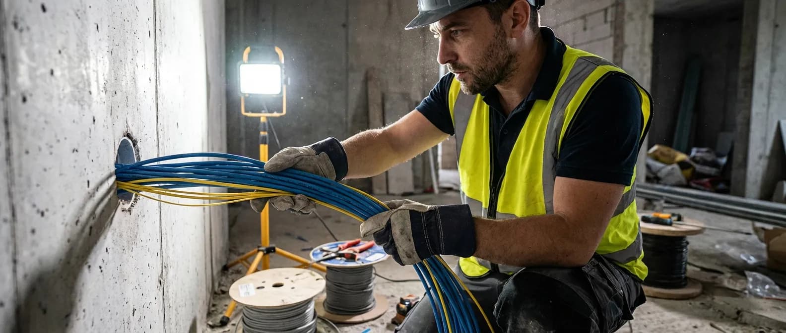 השחלת כבלים מקצועית בקירות בטון